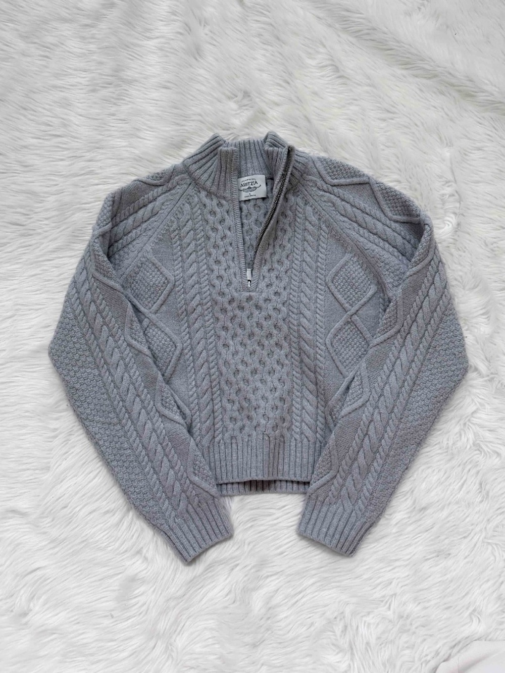 Aritzia Cable Knit Merino Wool Mastery 1/4 Zip